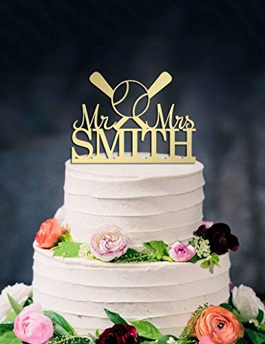 RUXINLY Baseball Wedding Cake Topper, Custom Cake Topper, Baseball Fan Couple, Baseball Theme Wedding, Mr and Mrs Cake Topper