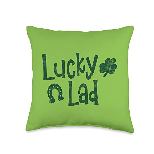 St Patrick's Day Lucky Ink Lucky Lad St. Patricks Day Throw Pillow, 16x16, Multicolor