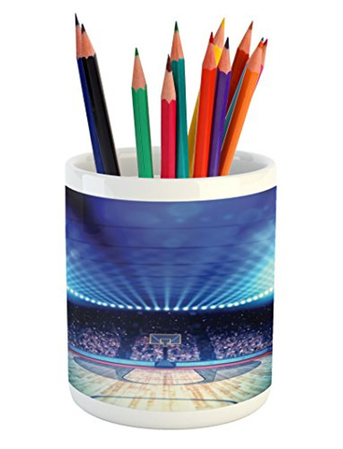 Ambesonne Basketball Pencil Pen Holder, Basketball Arena Court with Fans and Competition Theme Game Excitement Print, Printed Ceramic Pencil Pen Holder for Desk Office Accessory, Navy Black Ambesonne Basketball Pencil Pen Holder, Basketball Arena Court with Fans and Competition Theme Game Excitement Print, Printed Ceramic Pencil Pen Holder for Desk Office Accessory, Navy Black