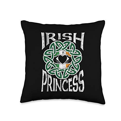 Luck of The Irish St Pats Ink Irish Princess Celtic Knot Claddagh Ring St. Patrick's Day Throw Pillow, 16x16, Multicolor