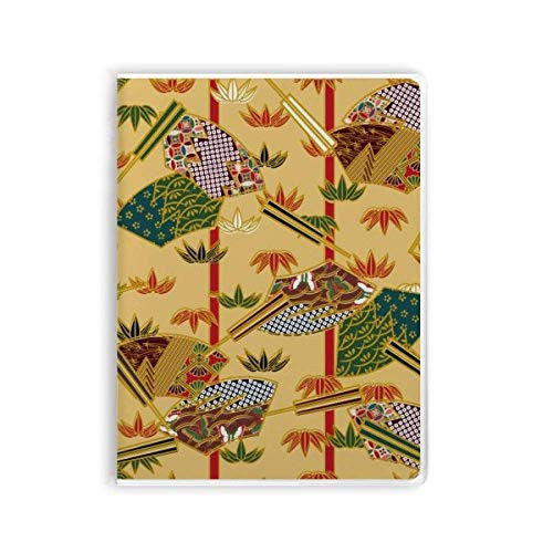 Art Fan Leaves Ukiyo-e Japan Notebook Gum Cover Diary Soft Cover Journal