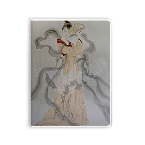 Folding Fan Beauty Chinese Painting Notebook Gum Cover Diary Soft Cover Journal