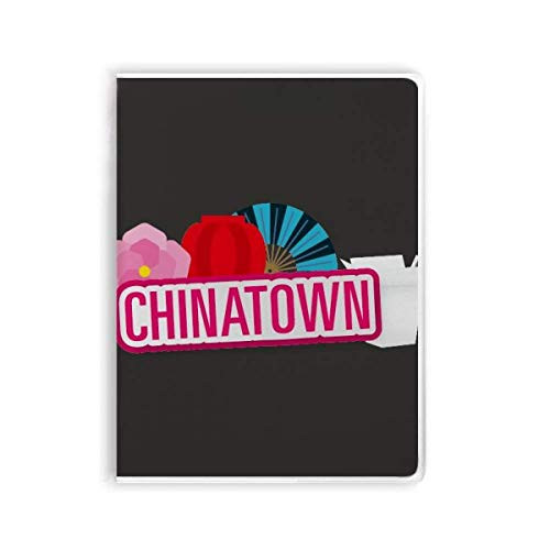 Flower Lantern Fan Red China Town Notebook Gum Cover Diary Soft Cover Journal