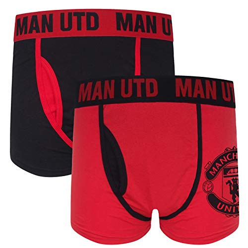 Manchester United FC Official Soccer Gift Mens 2 Pack Boxer Shorts Red Large Manchester United FC Official Soccer Gift Mens 2 Pack Boxer Shorts Red Large