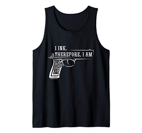 Funny, Tattoo, 'I ink, therefore, I am' Tank Top