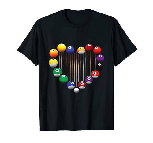 Billiard Pool Billiard Ball Billiard player lover heart men T-Shirt