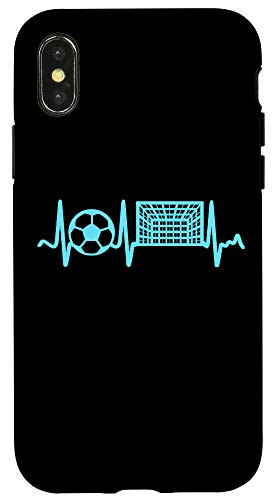 iPhone X/XS Light Blue Soccer Heartbeat Goal and Soccer Ball Case