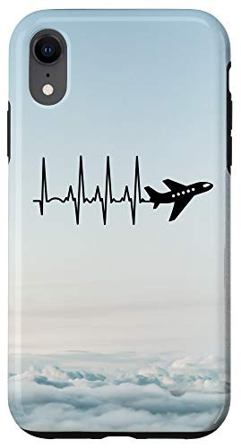 iPhone XR Love Planes EKG Heartbeat Line - Gift for Pilot Aviation Fan Case