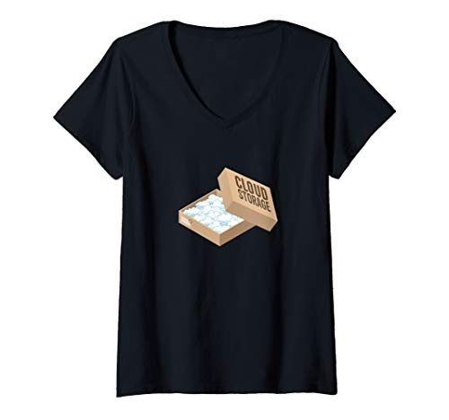 Womens Cloud Storage - Funny Computer Geek Joke V-Neck T-Shirt