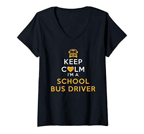 Womens Keep Calm and Let The School Bus Driver Handle It V-Neck T-Shirt