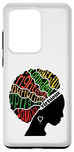 Galaxy S20 Ultra Black Woman Virtuous Silhouette Afrocentric Pride Hairstyle Case