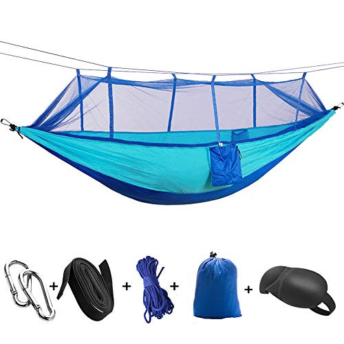 HappyGo Camping Hammock with Net Tree Strap Carabiners Bug Mosquito Net, Lightweight Parachute Hammock Portable for Beach Backpacking Travel Backyard Outdoor Support to 440lbs HappyGo Camping Hammock with Net Tree Strap Carabiners Bug Mosquito Net, Lightweight Parachute Hammock Portable for Beach Backpacking Travel Backyard Outdoor Support to 440lbs