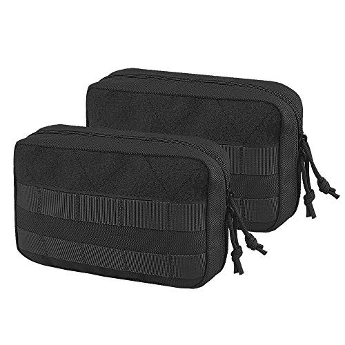 AMYIPO Tactical Molle Admin Pouch Equipment Multi-Purpose EDC Utility Tools Bag Utility Pouches Molle Attachment Military Modular Attachment -Black - 2pcs-