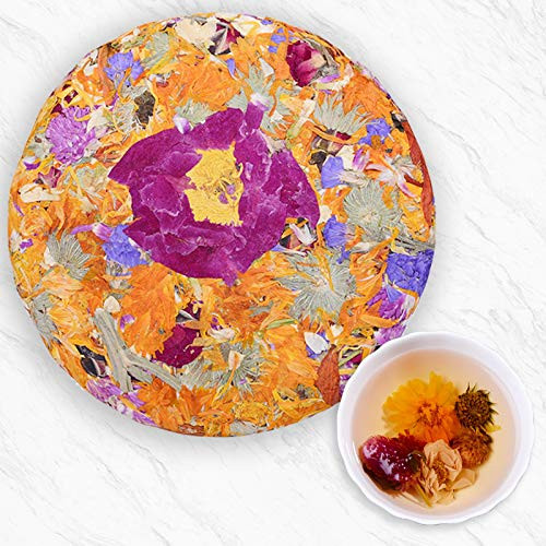 SFXFJ Blooming Tea Flowers, Flowering Tea, Flower Tea Cake with Rose, Chrysanthemum, Jasmine, Gift for Tea Lovers, 7OZ, Makes 50 Cups