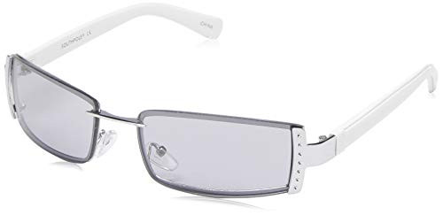 Southpole 1022SP Slim Rectangular Metal UV Protective Sunglasses - Wear All-Year - A Gift of Youth, 65 mm, Silver