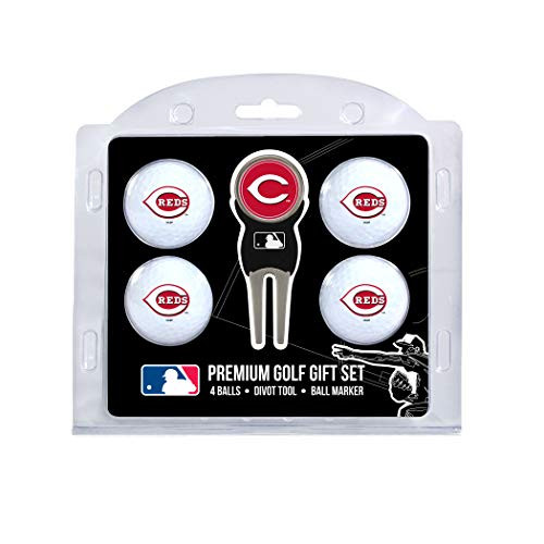 Team Golf MLB Regulation Size Golf Balls -4 Count-  and  Divot Tool with Removable Double-Sided Magnetic Marker, Cincinnati Reds Team Golf MLB Regulation Size Golf Balls -4 Count-  and  Divot Tool with Removable Double-Sided Magnetic Marker, Cincinnati Reds