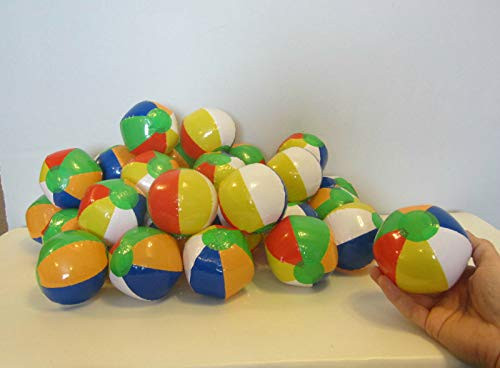 15 New Mini Beach Balls Multi Colored 5" Inflatable Pool Beachball Party Favors, for Accessories and Party Supplies