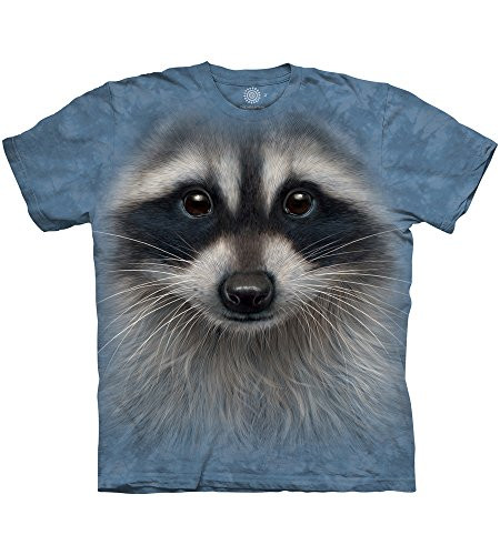 The Mountain Raccoon Face Adult T-Shirt, Blue, Medium