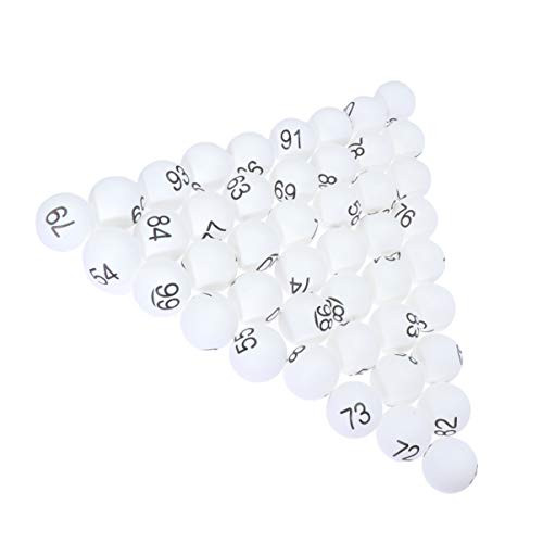 NUOBESTY 100PCS Numbered Table Tennis Balls,Lottery Balls Colored Pong Balls,Printed Number Game Balls 40mm Game Party Decoration - White -