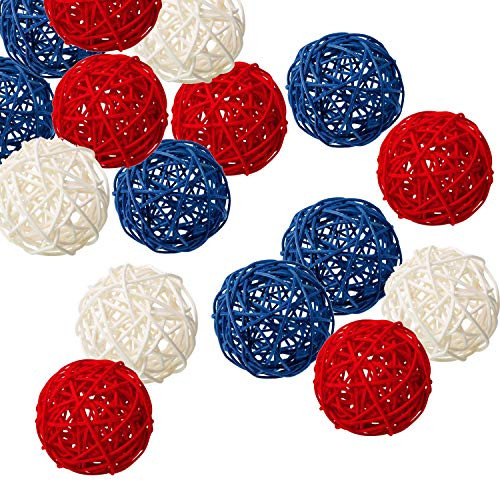 Kubert 15PCS Mixed Royal Blue Red White Natural Rattan Ball 4th of July Party Decoration American Patriotic USA Independence Day Memorial Day Veterans Day Supplies Vase Filler Vase Fille Kubert 15PCS Mixed Royal Blue Red White Natural Rattan Ball 4th of July Party Decoration American Patriotic USA Independence Day Memorial Day Veterans Day Supplies Vase Filler Vase Fille