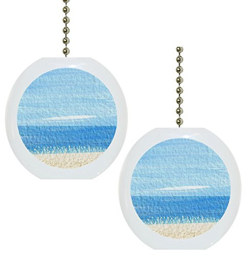 Set of 2 Beach Ocean Solid Ceramic Fan Pulls