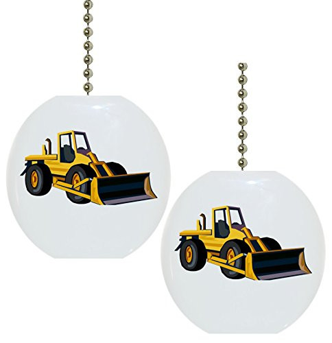 Set of 2 Bulldozer Construction Dozer Solid Ceramic Fan Pulls