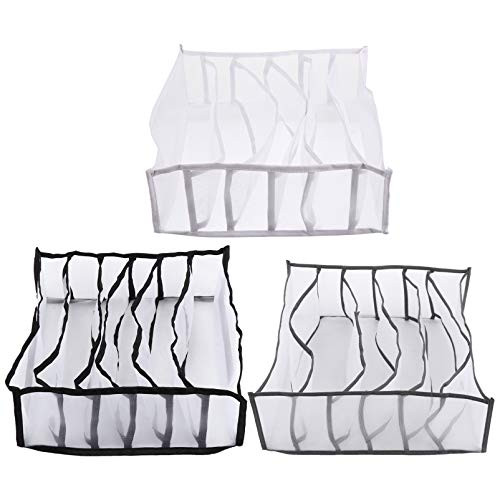 Cabilock 3Pcs 6 Divider Underwear Drawer Organizer Foldable Bra Storage Box Closet Drawer Dividers Cabinet Storage Bins for Sock Tie Underpants