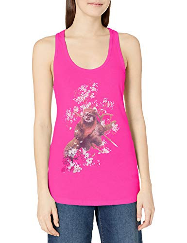 STAR WARS Women's Ewok in The Flowers Ideal Racerback Graphic Tank Top, Raspberry, XXL