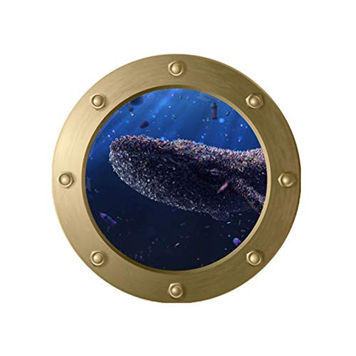 CLISPEED 3D Under The Sea Whale Wall Decal Submaine Window Porthole Ocean World Wall Sticker Underwater Sea Life Wall Art Decoration for Nursery Kids Room Bedroom