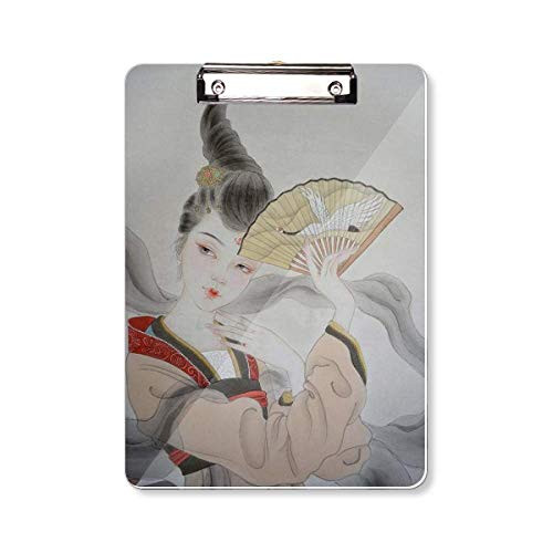 Beauty Folding Fan Chinese Painting Clipboard Folder Writing Pad Backing Plate A4