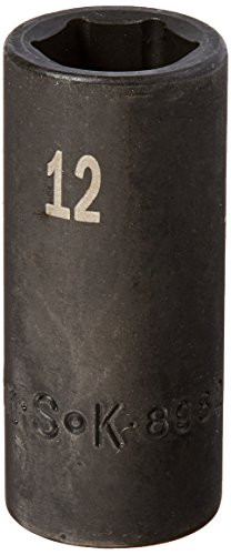 SK Hand Tool 8982 6 Point 3/8-Inch Drive Semi-Deep Impact Socket, 12mm