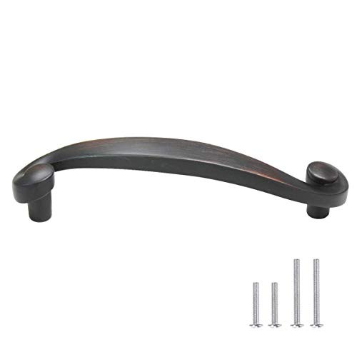 10 Pack Oil Rubbed Bronze Cabinet Pulls 3.8Hole Centers Curved Bedroom Bathroom Kitchen Hardware Pulls and Knobs for Drawer Dresser Closet Cupboard 4.5 Total Length