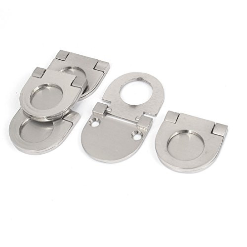 uxcell Cupboard Drawer Flush Mount Pull Ring Handle Knob Silver Tone 5pcs