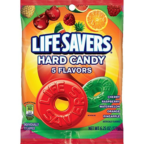 LIFE SAVERS 5 Flavors Hard Candy Bag, 6.25 Ounce -Pack of 12- LIFE SAVERS 5 Flavors Hard Candy Bag, 6.25 Ounce -Pack of 12-