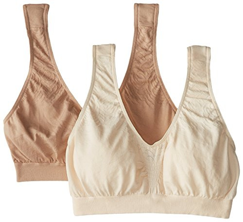 Bali Women's Comfort Revolution Seamless Crop Top 2 Pack, Light Beige/Nude, Small