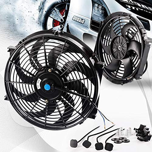 Universal 14" Slim Pull Push Racing Electric Radiator Engine Cooling Fan With Mounting Kit 14 Inch Black