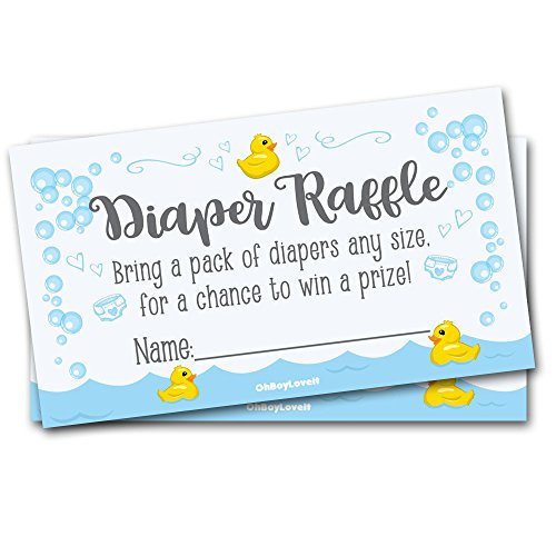 Oh Boy Love It 50 Diaper Raffle Tickets for Baby Shower Rubber Ducky Theme - Gender Neutral Shower Game Activity