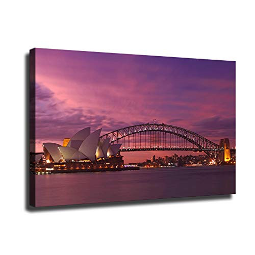 Xishang Art Australia Sydney City Bridge Harbour Canvas Prints landscape Poster Wall Art for Home Office Decorations unframed 20"x12"