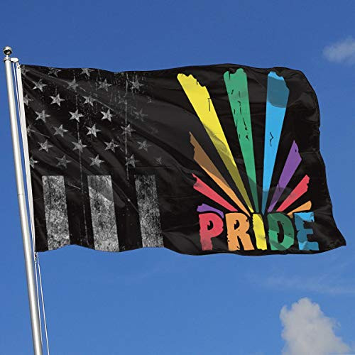 A13UDQ Outdoor Flags Worn-Out USA Flag Gay Pride 3X5 Ft Flag for Outdoor Indoor Home Decor Sports Fan Football Basketball Baseball Hockey