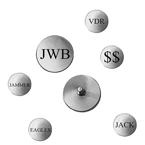 Indiana Metal Craft Laser Engraved Personalized 3/4 inches Nickel Silver Golf Ball Marker with Post Made in USA