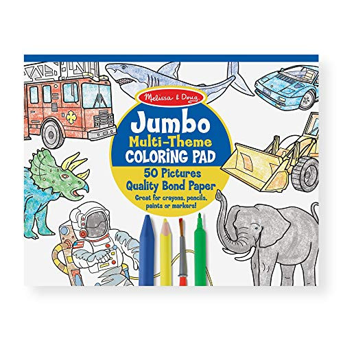 Melissa & Doug Jumbo 50-Page Kids Coloring Pad Paper; Oversized Sheets; Space, Sharks, Sports, and More) Melissa & Doug Jumbo 50-Page Kids Coloring Pad Paper; Oversized Sheets; Space, Sharks, Sports, and More)