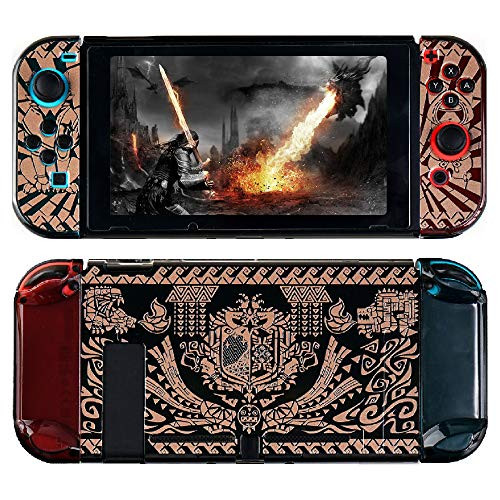 Case for Nintendo Switch - Monster Hunter Rise Theme, FANPL Hard Shell Protective Case Cover for Nintendo Switch and Joy Con Controller -Black Gold-