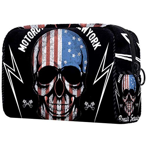 Inhomer Cosmetic Bag for Women American Flag Face Skull Travel Makeup Case Handy Pouch Organizer Toiletry Bag Gifts Inhomer Cosmetic Bag for Women American Flag Face Skull Travel Makeup Case Handy Pouch Organizer Toiletry Bag Gifts