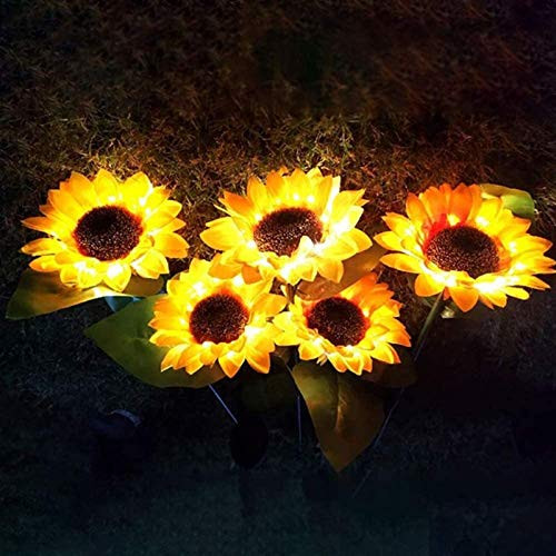 2 Pack Sunflower Solar Garden Stake Lights, Outdoor Sunflower Lantern Light, Waterproof Decorative LED Solar Powered Lamps, Solar Landscape Lights for Pathway Garden Lawn Patio Yard Driveway --01-