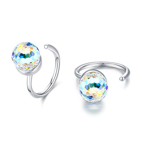 Waysles 925 Sterling Silver Ball Huggie Hoop Earrings Rainbow Crystal Dainty Hoop Earrings for Women Hypoallergenic Half Hoop Earrings -A- Waysles 925 Sterling Silver Ball Huggie Hoop Earrings Rainbow Crystal Dainty Hoop Earrings for Women Hypoallergenic Half Hoop Earrings -A-