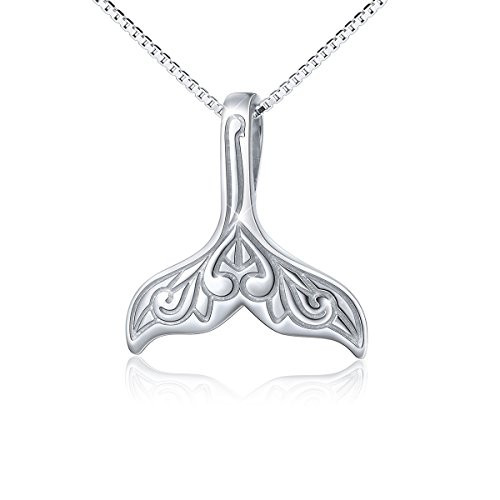 S925 Sterling Silver Jewelry Dolphin Mermaid Tail Pendant Necklace, Box Chain,18 inches