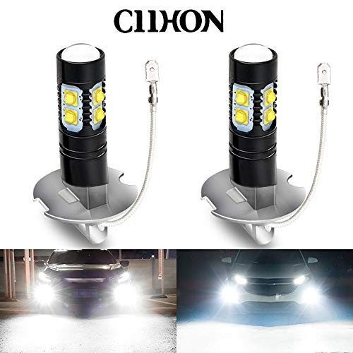 CIIHON H3 LED Fog Light Bulbs 6000k White, 360 beam Super Bright Waterproof 50w 1600LM DRL Fog Light Bulbs 3535SMD Replacement for Auto Cars, Not Headlight
