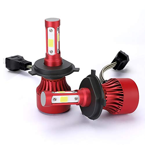 4 Sides CREE LED Hi-Lo Beam Headlight Bulbs, H4/HB2/9003 Head Lights Conversion Kit, 72W 8000Lm 6500K Cold White, 2 Pack