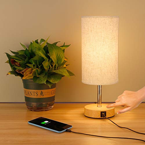 tronisky Touch Control Table Lamp, Nightstand Lamp with 2 USB Charging Ports 3 Way Dimmable Bedside Desk Lamps Modern USB Lamps for Living Room, Bedrooms, Night Table, Office-Included Bulb- tronisky Touch Control Table Lamp, Nightstand Lamp with 2 USB Charging Ports 3 Way Dimmable Bedside Desk Lamps Modern USB Lamps for Living Room, Bedrooms, Night Table, Office-Included Bulb-