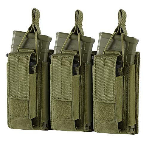 FRTKK Molle Mag Pouch, Open Top Single/Double/Triple Magazine Pouch Holder Carrier for M4 M16 AK AR Glock M1911 92F 9mm -Triple-Army Green- FRTKK Molle Mag Pouch, Open Top Single/Double/Triple Magazine Pouch Holder Carrier for M4 M16 AK AR Glock M1911 92F 9mm -Triple-Army Green-